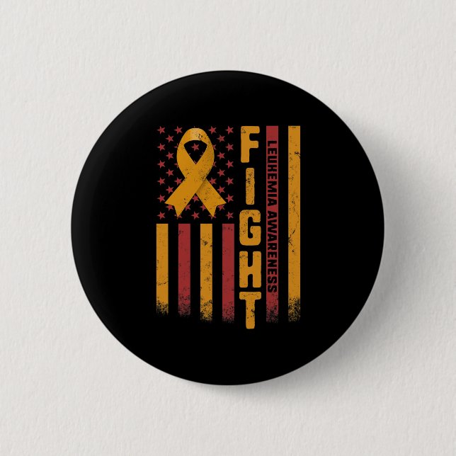 Kampf Leukämie Bewusstsein Orange Ribbon USA Flag  Button (Vorderseite)