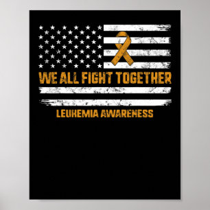 Kampf Leukämie Bewusstsein Orange Ribbon USA Flag Poster