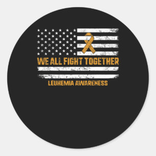 Kampf Leukämie Bewusstsein Orange Ribbon USA Flag Runder Aufkleber