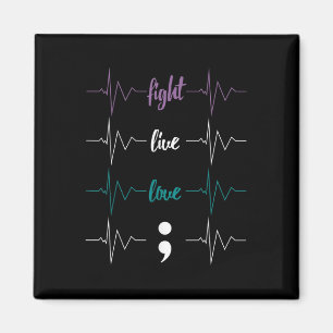Kampf Live-Liebe Semicolon Heartbeat Suicide Aware Magnet
