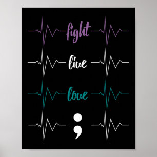 Kampf Live-Liebe Semicolon Heartbeat Suicide Aware Poster