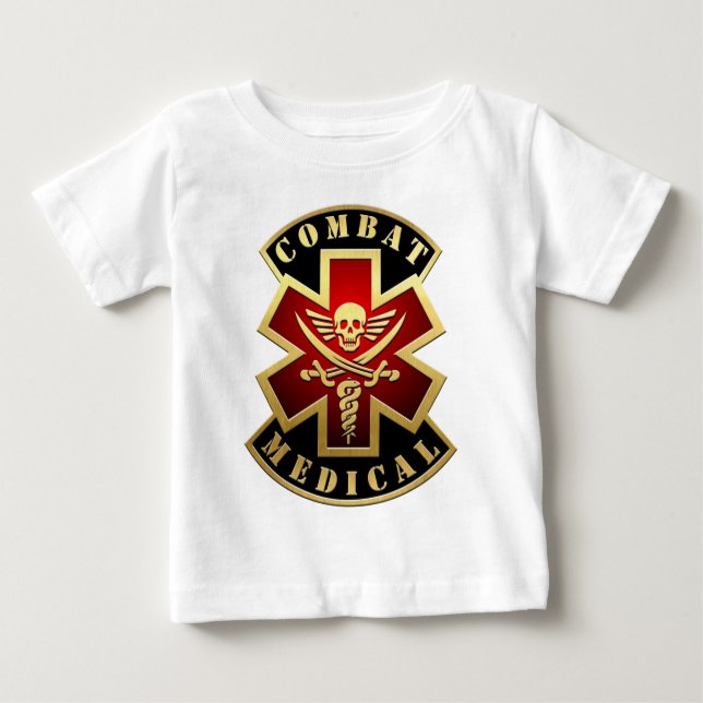 Kampf Medizinischer Schädel und Schwerter Cross Pa Baby T-shirt (Vorderseite)