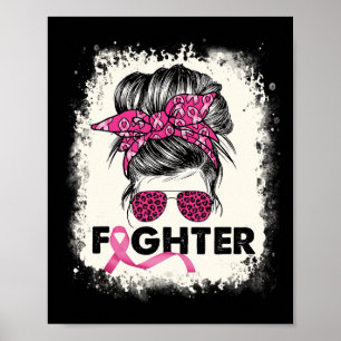 Kampf Messy Bun Breast Cancer Awareness Pink War Poster