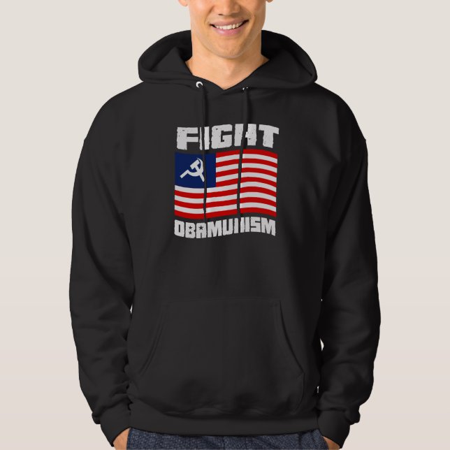 Kampf Obamunism Weiß Hoodie (Vorderseite)