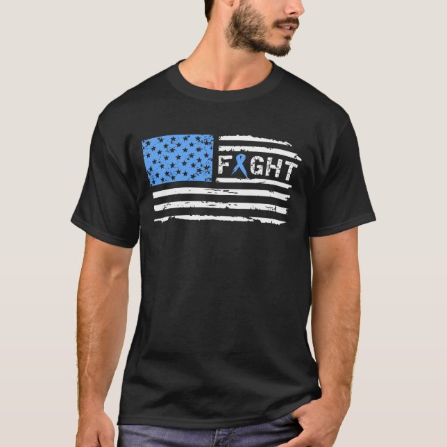 Kampf-Prostatakrebs-amerikanische Flagge Vintag T-Shirt (Vorderseite)