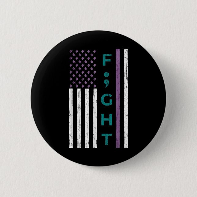 Kampf Semicolon Flag Suicide Bewusstsein Mentale H Button (Vorderseite)