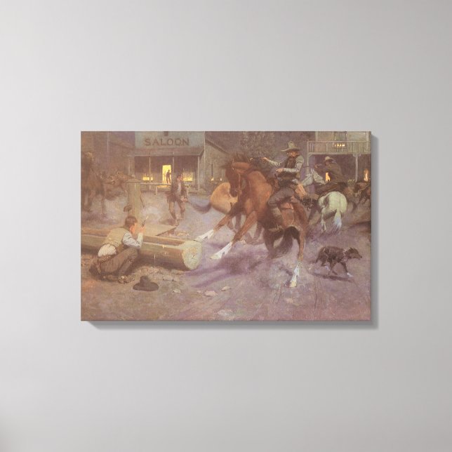 Kampf um Bill Gollings Roundup Saloon Leinwanddruck (Vorderseite)
