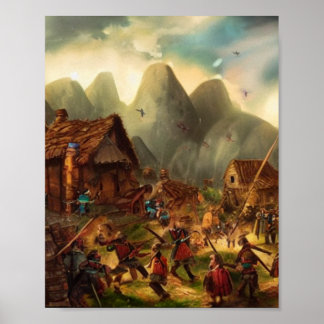 Kampf um das digitale Village Art Poster