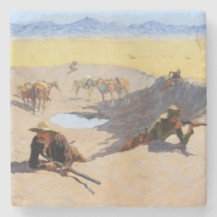 Kampf um das Wasserloch (von Frederic Remington) Steinuntersetzer