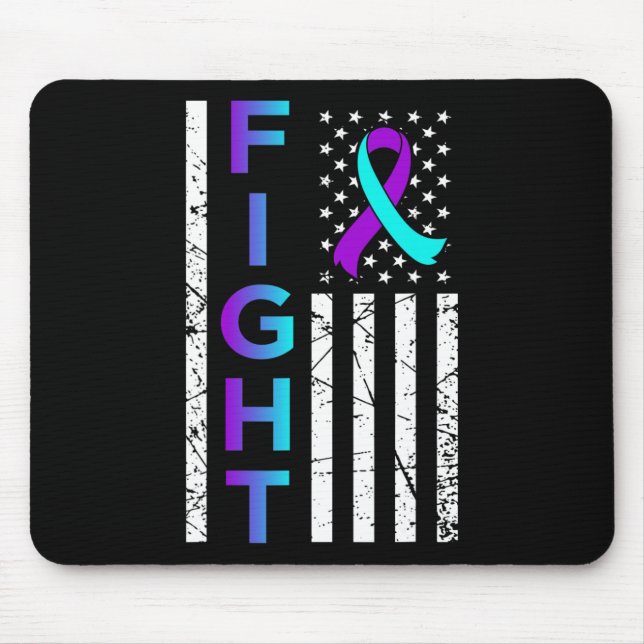 Kampf USA Flag Happy Suicide Awareness Support Gra Mousepad (Vorne)