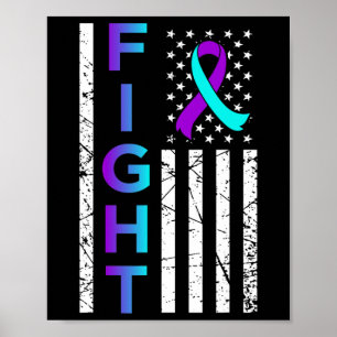 Kampf USA Flag Happy Suicide Awareness Support Gra Poster