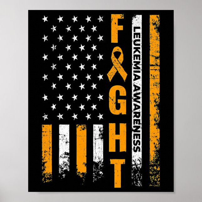 Kampf USA Flag Leukemia Awareness Cancer Survivor Poster (Vorne)