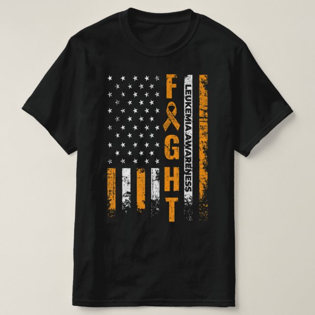 Kampf USA Flag Leukemia Awareness Cancer Survivor T-Shirt (Design vorne)