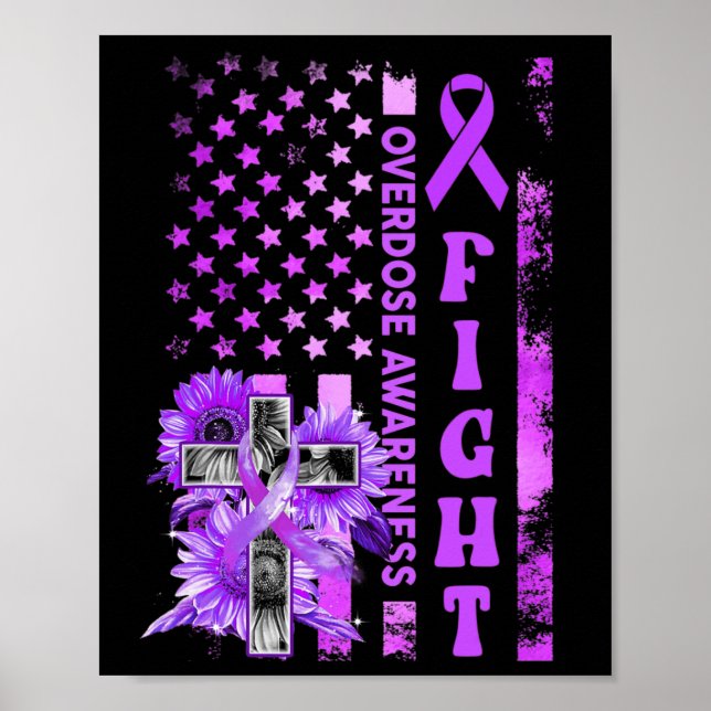 Kampf USA Flagge Sonnenblumen Christlich Überdosie Poster (Vorne)