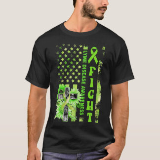 Kampf USA Flaggen Sonnenblume Christlich Lyme-Kran T-Shirt
