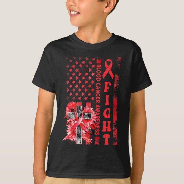 Kampf USA Flaggen Sonnenblumen Christlicher Blutkr T-Shirt (Vorderseite)