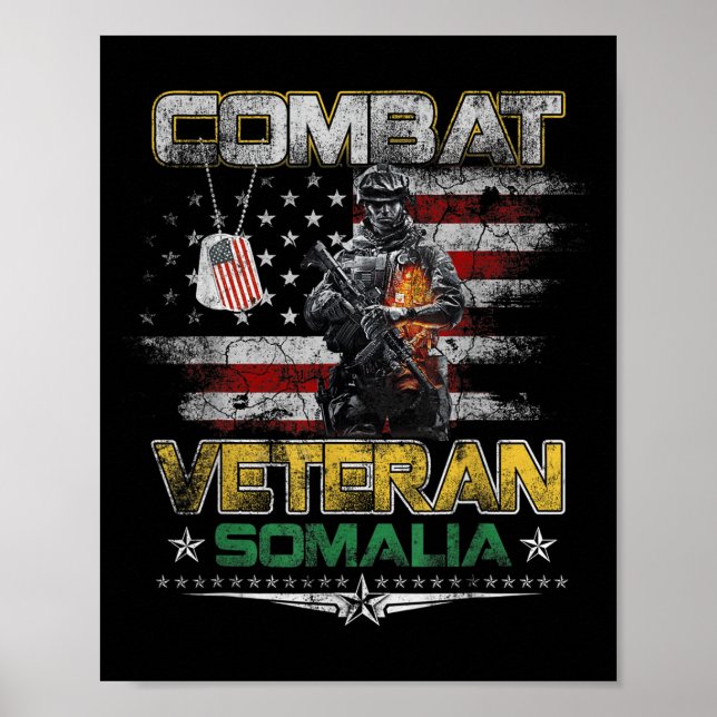 Kampf Veteran Somalia Militärisches Vintages Flagg Poster (Vorne)