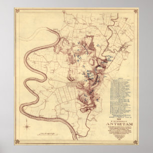 Kampf von Antietam - ziviler Kriegs-panoramische Poster