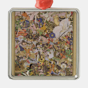 Kampf von Bundi, vom Akbarnama, c.1590 (gouac Ornament Aus Metall