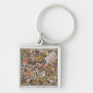 Kampf von Bundi, vom Akbarnama, c.1590 (gouac Schlüsselanhänger