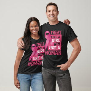 Kampf wie ein Mädchen gewinnen wie ein weiblicher T-Shirt