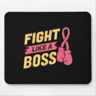 Kampf wie ein rosa Bossrosa-Ribbon-Boxing Brustkre Mousepad