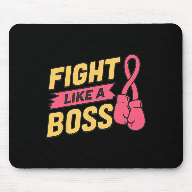 Kampf wie ein rosa Bossrosa-Ribbon-Boxing Brustkre Mousepad (Vorne)