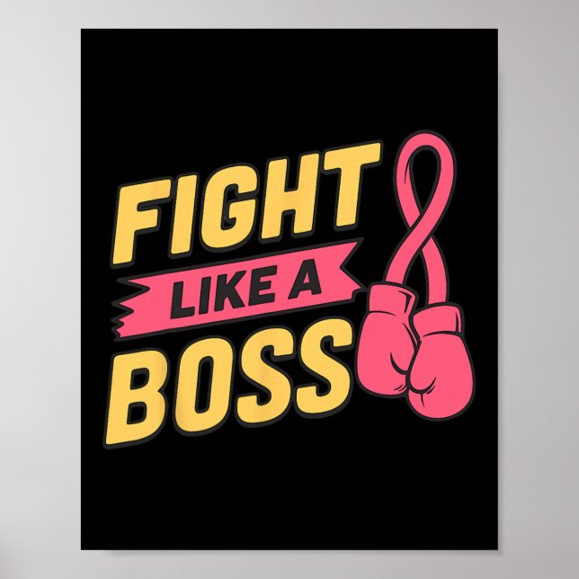 Kampf wie ein rosa Bossrosa-Ribbon-Boxing Brustkre Poster (Vorne)