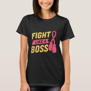 Kampf wie ein rosa Bossrosa-Ribbon-Boxing Brustkre T-Shirt