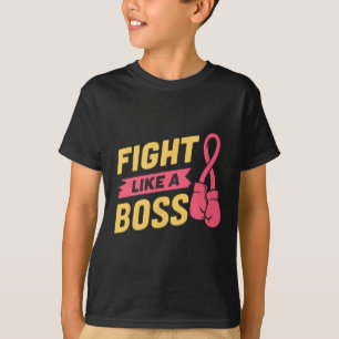 Kampf wie ein rosa Bossrosa-Ribbon-Boxing Brustkre T-Shirt