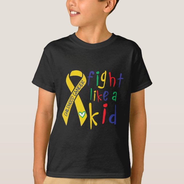 Kampf wie kid Gold Ribbon Kinderkrebs Awaren T-Shirt (Vorderseite)