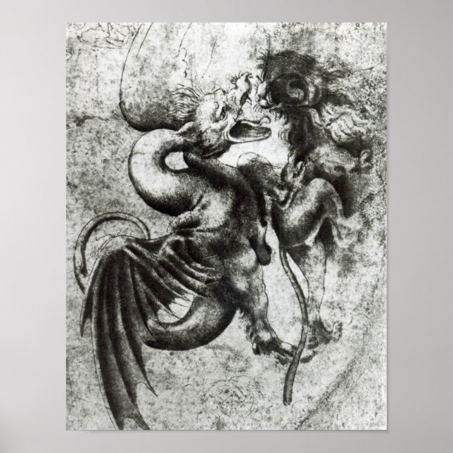 Kampf zwischen Drachen und Löwen Poster (Vorne)