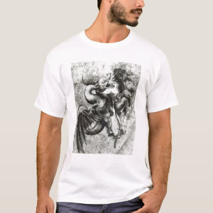 Kampf zwischen einem Drachen und einem Löwe T-Shirt