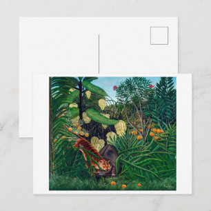 Kampf zwischen einem Tiger und einem Büffel H Ro Postkarte
