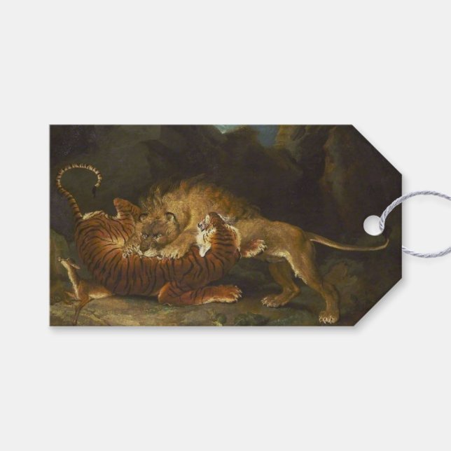 Kampf zwischen Löwen und Tiger Geschenkanhänger (Vorderseite (Horizontal))