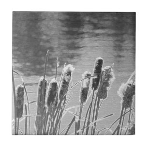 Kämpfe am Teich in Schwarz und Weiß Fliese