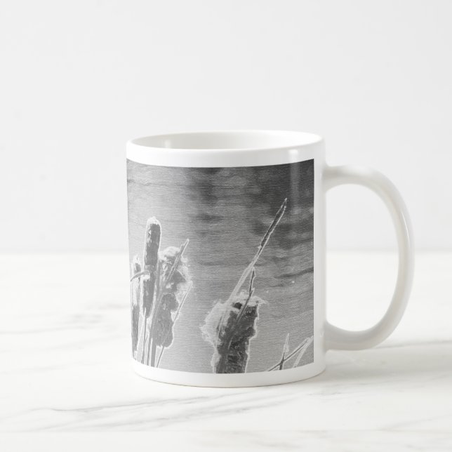 Kämpfe am Teich in Schwarz und Weiß Tasse (Rechts)