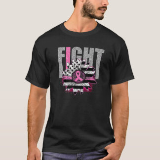 Kämpfe Brust Überlebende Amerikanische Flagge Sonn T-Shirt