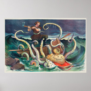 Kämpfe einer slawischen Vintage-Illustration Poster