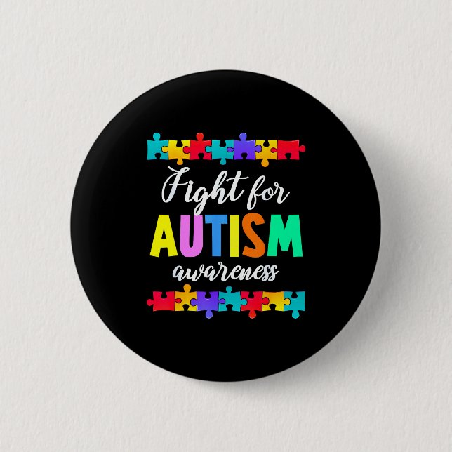 Kämpfe für Autismus-Bewusstseinssupport-Team Autis Button (Vorderseite)