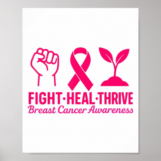 Kämpfe gegen Thrive Brustkrebs Bewusstsein Nk Ribb Poster (Vorne)