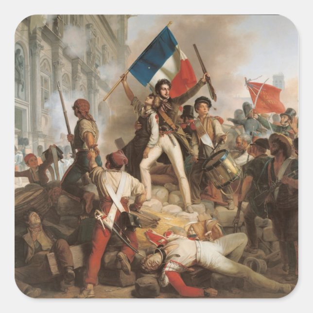 Kämpfe im Hotel de Ville Quadratischer Aufkleber (Vorderseite)