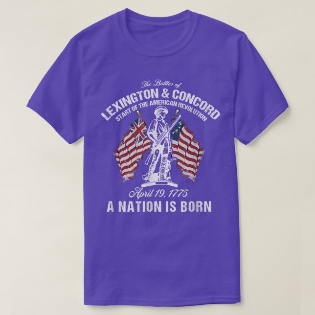 Kämpfe um Lexington und Concord American Revoluti T-Shirt (Design vorne)