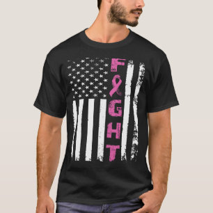 Kämpfe USA-Flagge Brustkrebsbewusstsein Patriotisc T-Shirt