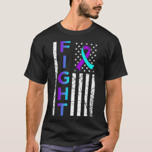 Kämpfe Usa-Flagge Glücklich Selbstmord-Bewusstsein T-Shirt