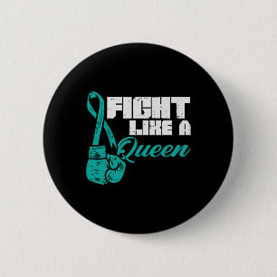 Kämpfe wie Queen Aquamarin Boxing Gloves Ovarialkr Button