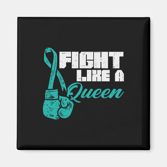 Kämpfe wie Queen Aquamarin Boxing Gloves Ovarialkr Magnet (Vorne)