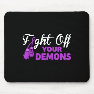 Kämpfen Sie Ihre Dämonen Lila Ribbon-Boxhandschuhe Mousepad