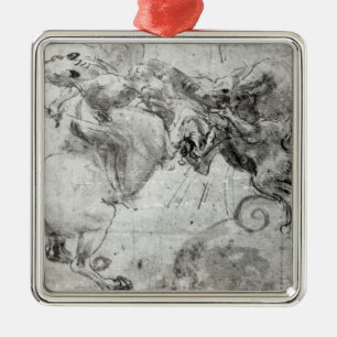 Kämpfen Sie zwischen einem Reiter und einem Ornament Aus Metall