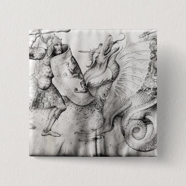 Kämpfen Sie zwischen Kriegern und einem Drachen, Button (Vorderseite)